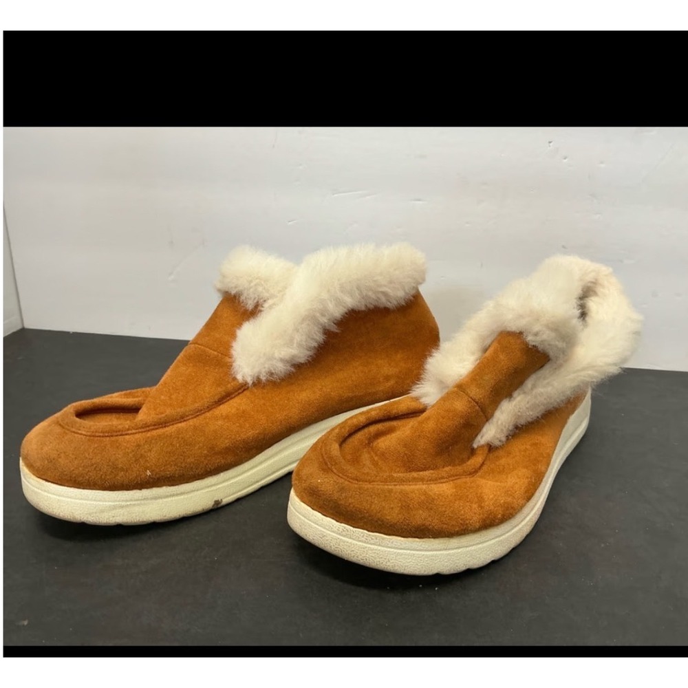 Unbranded Suede Faux Fur Lined Ankle Booties 39 Tan Winter Slipper Boots